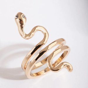 LOVISA GOTH SNAKE GOLD/CLEAR CRYSTAL WRAP DESIGN RING SZ 7**NEW!